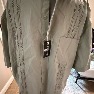 Goodfellow & Co Olive Green Embroidered Camp Shirt